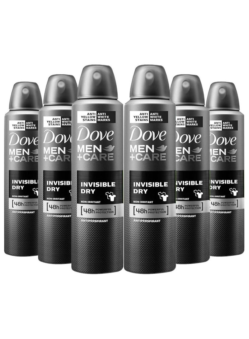 Dove Men+Care Invisible Dry Spray Anti-Perspirant Deodorant 150ml Pack of 6 - Image 1